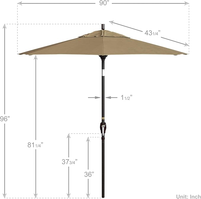 California Umbrella 7.5' Round Aluminum Market Umbrella