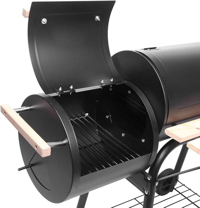 Outdoor BBQ Charcoal Grills,Heavy Duty Charcoal Grill,Metal Outdoor Barbecue Smoker,Portable Camping Barbecue Grills,with Side Table and Wheels,for Garden, Backyard, Patio, Picnics, Party (Black)
