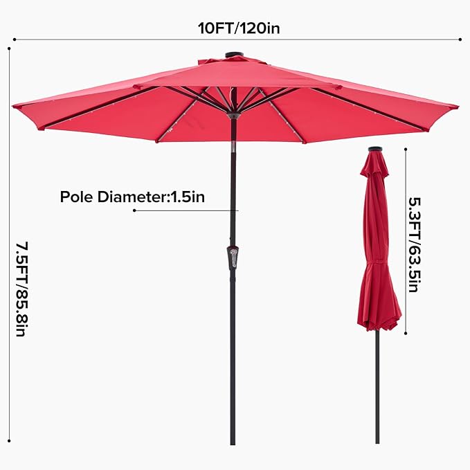 NEWBULIG 10FT Patio Umbrella, Offset Cantilever Outdoor Patio Table Umbrella, UV Protection, Fade Resistant Fabric, Easy Tilt Adjustment for Deck, Pool, Backyard, Garden