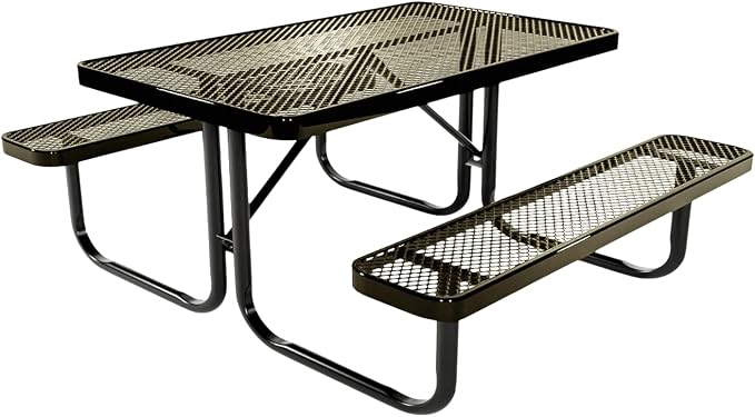 COATEDOUTDOORFURNITURE Heavy-Duty Portable Outdoor Kids Table, Expanded Metal Kids Picnic Table, Commercial-Grade Picnic Table, Made in America (4ft Rectangular, Childrens, Textured Gold Vein)