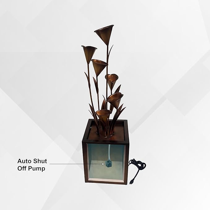 XBrand 46" Tall Bronze Metal Sculptural Flower Multi-Tier Freestanding Water Fountain Without LED Lights