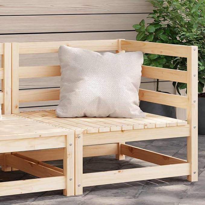 Brown Solid Pine Outdoor Corner Sofa 27.6x27.6 Modular Patio Sectional for Balcony, Backyard and Garden Seating