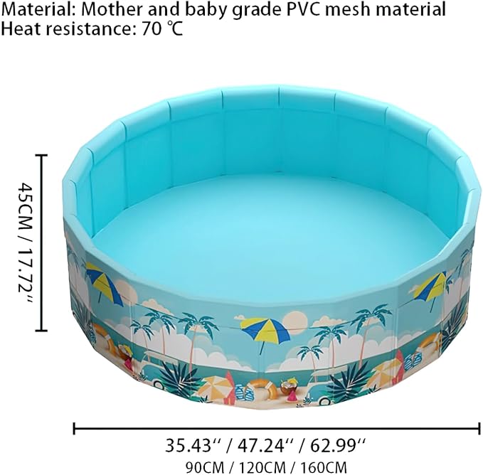 Folding Non Inflatable Swimming Pool, Home Swimming Pool, Mesh PVC Material, Suitable for Backyard Swimming Pool (Blue, 63inch)