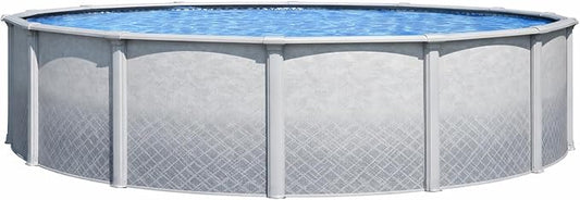 Lake Effect Pools 'Lifestyle' 27 ft Round Above Ground Swimming Pool | 54 Inch Resin Protected Steel Sided Walls | Bundle Includes: 25 Gauge Overlap Liner & Widemouth Skimmer