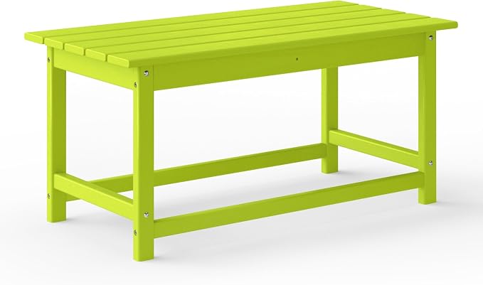 WestinTrends Malibu Outdoor Coffee Table, 35" x 17.5" All Weather Poly Lumber Patio Adirondack Coffee Table for Garden Lawn Porch Balcony, Lime