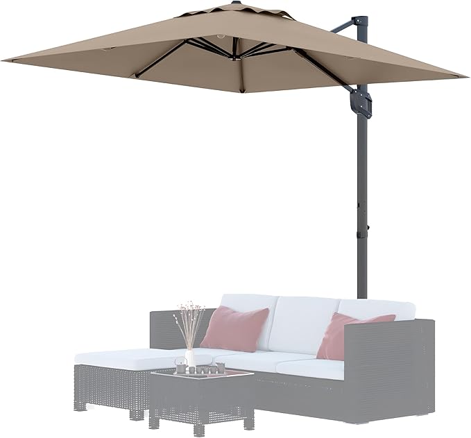 Garvee 10' x 10' Heavy Duty Square Cantilever Umbrella, Aluminum Offset Outdoor Patio Umbrella with 360-Degree Rotation for Backyard, Deck, Pool