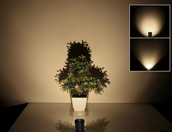 LED Spot Lights Indoor Dimmable Accent Lighting Uplights with Remote 2 in 1 7.5 ft Cord Adjustable Warm White Aluminum Finish Up Light for Plants Art Decor (Including Base and Stake)
