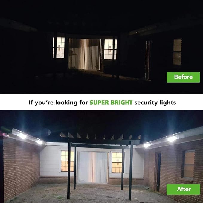 Motion Sensor Outdoor Lights, Battery Operated Outdoor Light, 1000LM Motion Detector Lights for Outside, 6000K LED Security Light Battery Powered Spotlight for House Wall, Black(2 Pack)