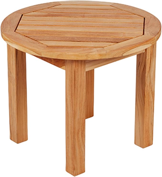 Royal Teak Collection Miami Round Side Table, 20-Inch Wooden Outdoor End Table, Side Piece for Patio Setting, Solid Teak Wood Outdoor Furniture, MIASTR