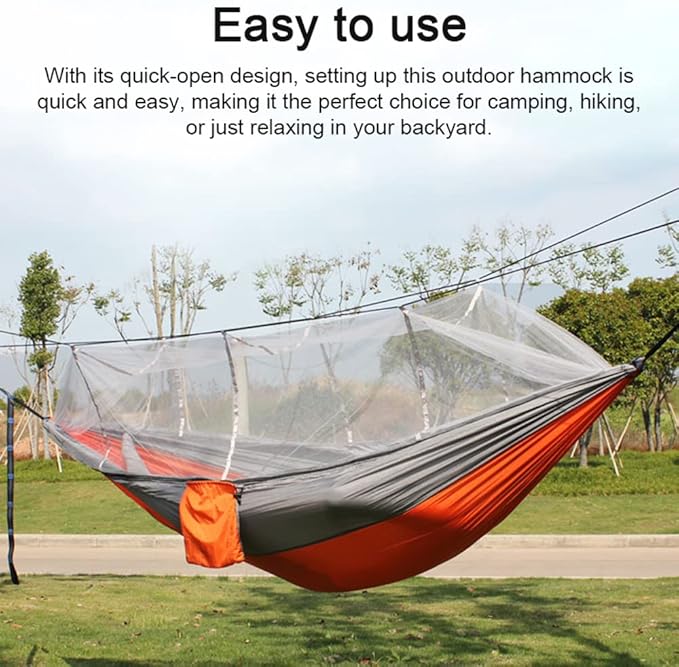 Outdoor Camping Hammock, 210T Nylon Portable Anti Rollover Hammock Single Hammock with Mesh Net (Army Green)