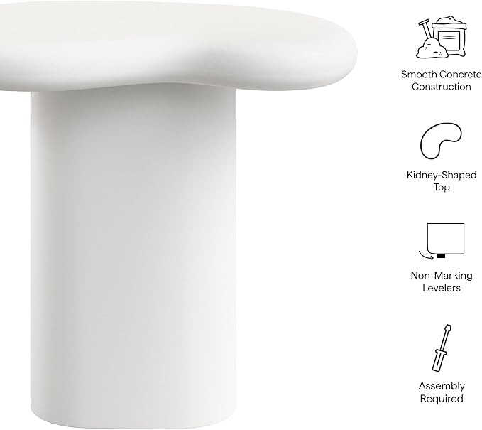 Modway Elowen Side Table in White - Concrete Sculptural Pedestal Accent Table for Indoor and Outdoor Spaces