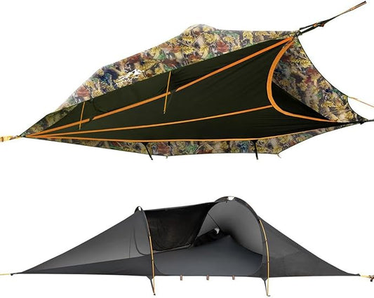 OVARIA Outdoor Camping Hammock Tent, Large Triangle Hammocks for 1-3 Persons-Portable Camping Mosquito Net for Outside, Hiking Travel(Camouflage)