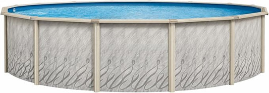 Lake Effect Pools 'Meadows' 15 ft Round Above Ground Swimming Pool | 52 Inch Steel Side Walls | Kit Includes: 25 Gauge Overlap Liner & Widemouth Skimmer
