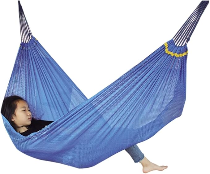 Portable Rayon Hammock Mesh Breathable Lightweight Outdoor Camping Travel Multifunctional Portable Tree Hanging Hammock Comfortable(Blue)