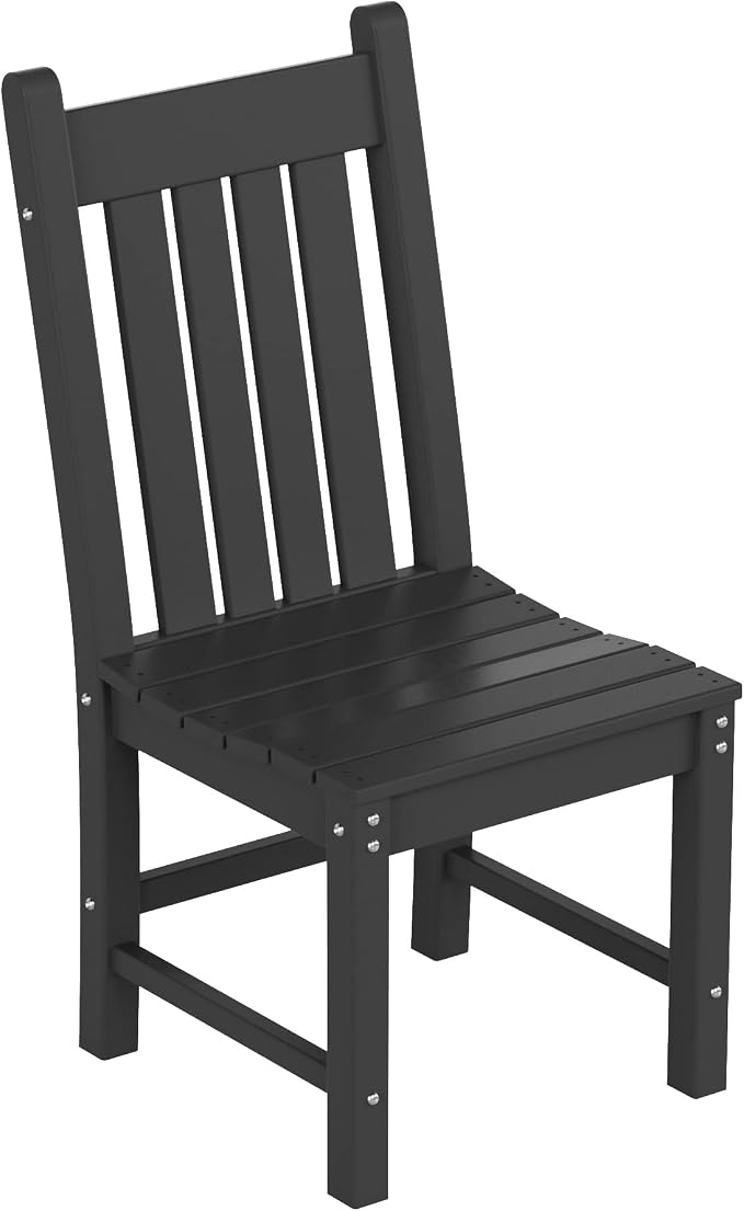 WO Home Furniture Adirondack Patio Dining Chair Table Bench Set of 6 PCS Rectangle Dinner Table Dining Armless Chairs (Gray)
