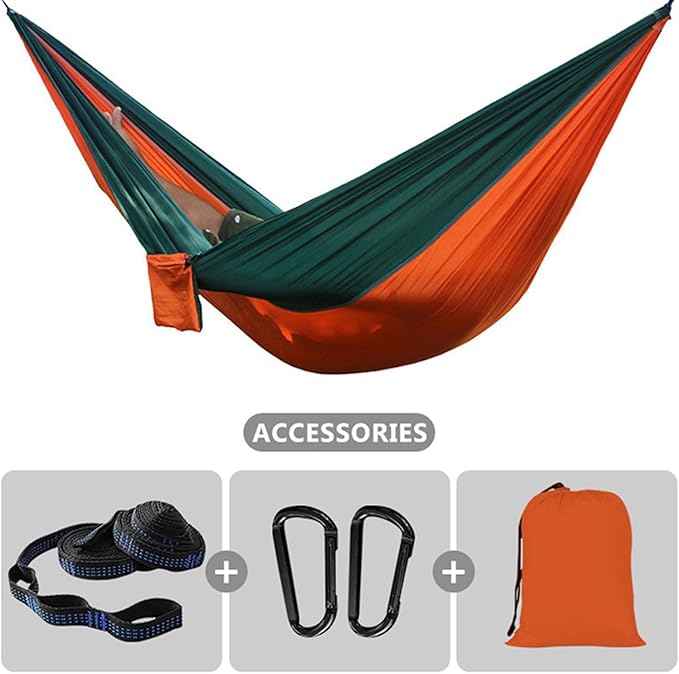 NOBRIM Camping Hammock Outdoor Portable Parachute Hammock Double Hammock Swing Hanging Chair Garden for Travel Patio Garden Backyard