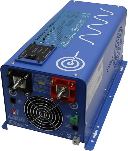 AIMS Power 2000 Watt 24 VDC Pure Sine Inverter Charger 120 VAC Output 30A Charger 30A Transfer Switch PICOGLF20W24V120VR