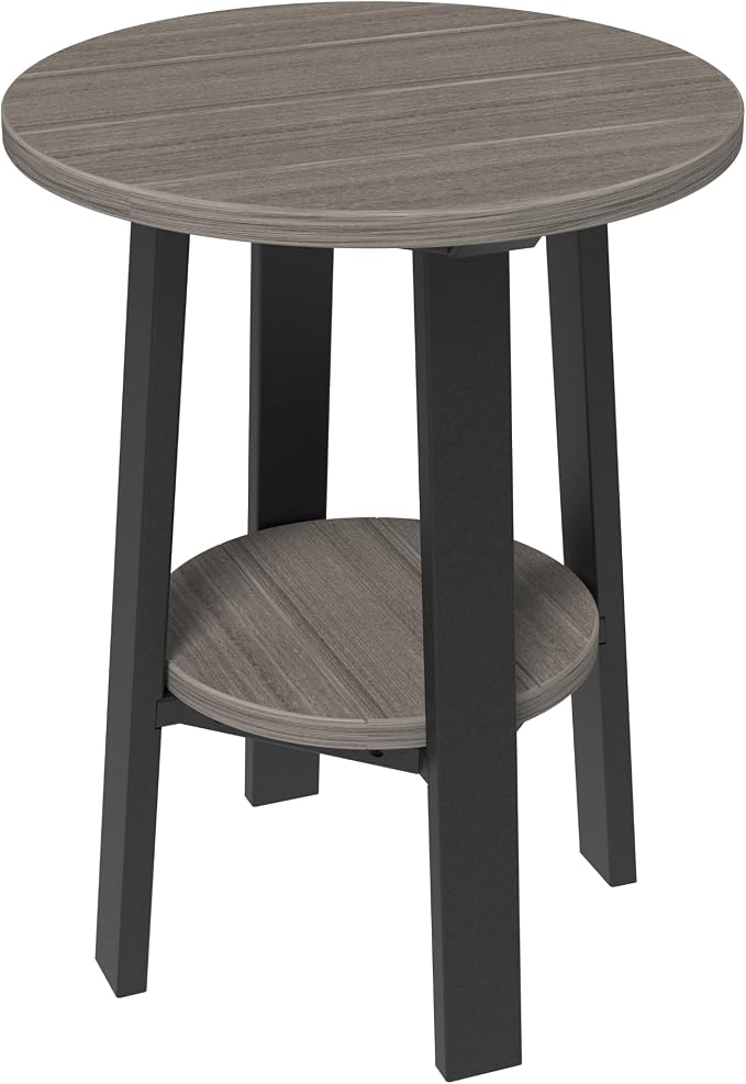 LuxCraft Deluxe End Table 28" High - Poly Outdoor Furniture (Coastal Gray on Black)