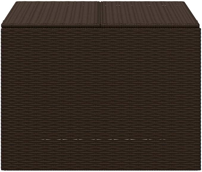 Outdoor Garden Storage Box, 291L Resin Wicker Deck Bin with Powder-Coated Steel Frame for Patio, Backyard, and Poolside Organization, Brown