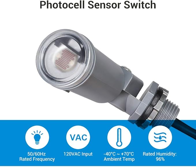 DEWENWILS 120VAC Dusk to Dawn Sensor, Light Sensor Switch, Swivel Mount, Photocell Light Control for Outdoor Low Voltage Transformer, 3 Pin Male to Male Connector Included, UL Listed