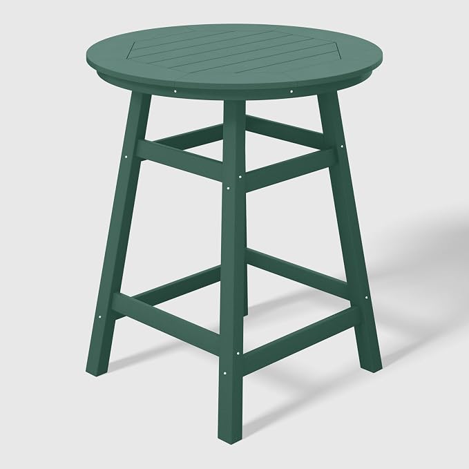 WestinTrends Outdoor 35" HDPE Round Patio Counter Height Bar Table, Dark Green