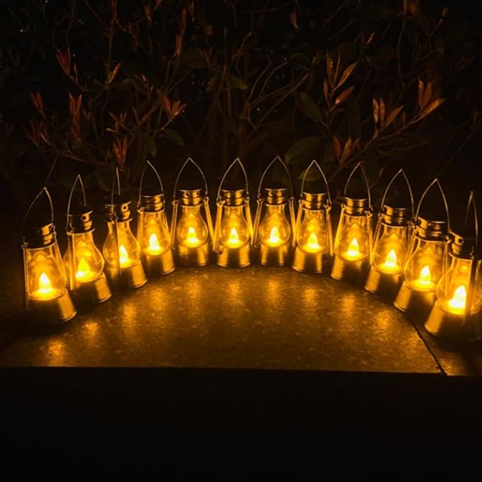 12 Pack Mini Lantern for Little Cowboy Centerpieces Tables Ideas Western Party Favor Decorations Wedding Decor Camping with 4inch Flickering LED Candle, Vintage Table Toppers Decorative
