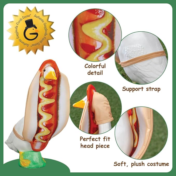 Gaggleville Hot Dog Goose Outfit, Fits Large 23" H Statue, by Fox Valley | Traders