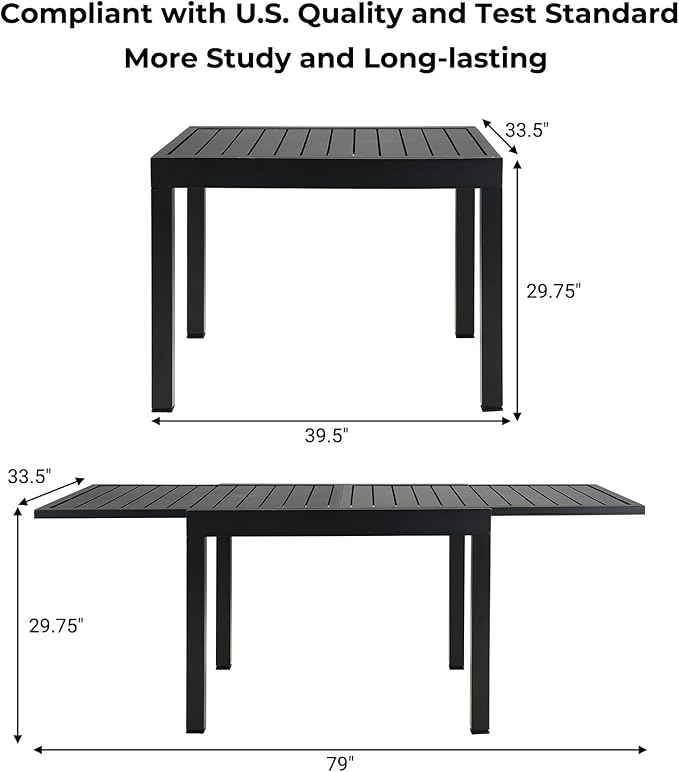 Grand patio 7-Piece Outdoor Dining Set for 6 with 1 Rectangle Expandable Table for 4-6 Person, Metal Woven Wicker Fixed Patio Chairs with Thickened Cushions for Yard, Poolside, Deck (Black)
