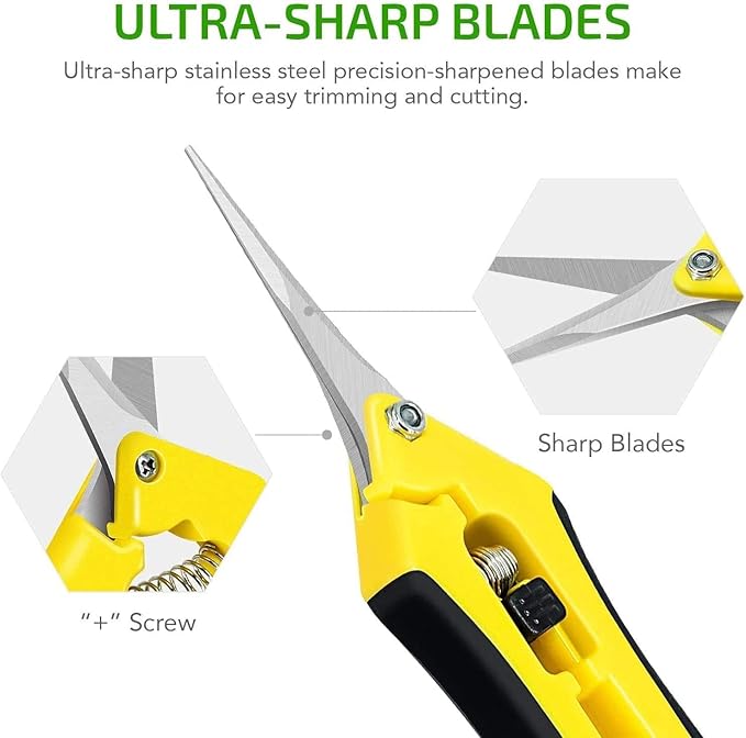 iPower 4Pcs 6.5'' Pruning Shears for Gardening Hand Pruner Trimming Scissors with Straight Stainless Steel Blades for Bonsai, Herb, Bud, Hedge, Yellow