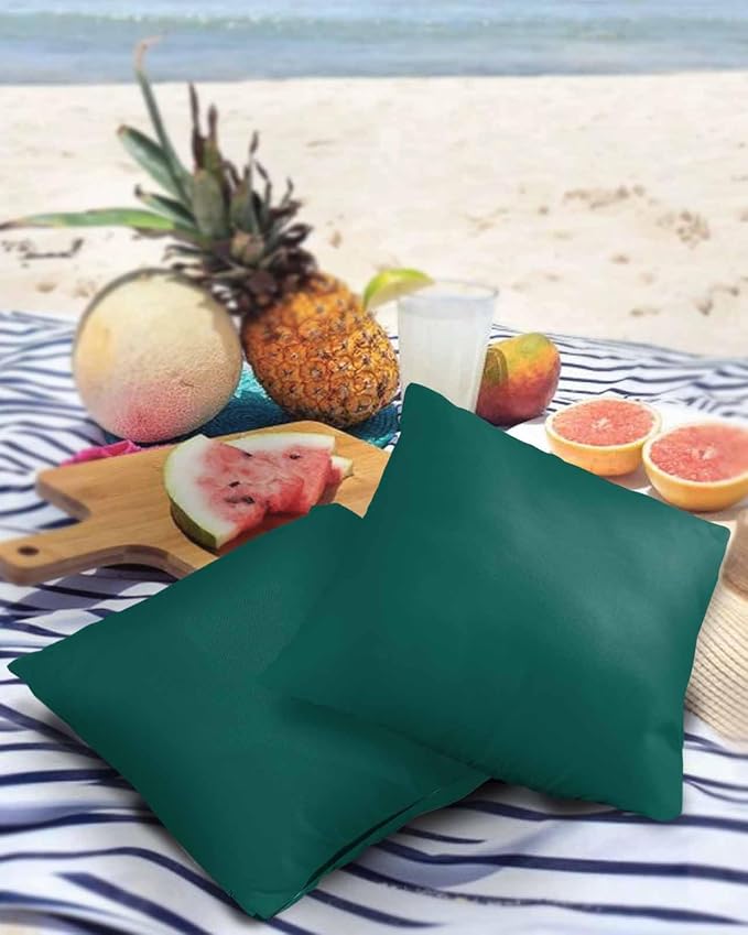 Outdoor Waterproof Throw Pillow Covers Set of 2 Aventurine Green Pillowcases 24x24 Inches Simple Style Patio Decorative Pillows Cushion Case Patio Pillows for Couch Bed Chair Garden