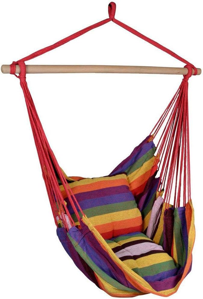 Hammock Hanging Rope Chair Porch Swing Seat Patio Camping Portable Red Stripe