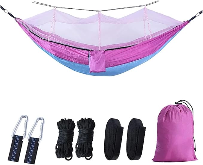 Hammock Portable Outdoor Camping Leisure Double Mosquito Net Hammocks Garden Travel Tourist Nature Hike Sleeping Hanging Hammock Swing Quick-Opening(Style 5)