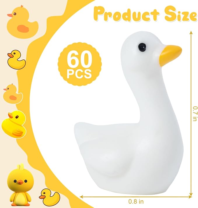 60Pcs Mini Tiny Geese, Resin Goose Figurine | Handcrafted Small Desk Animals Decor, For Porch Cake Toppers, DIY Crafts, Micro Landscape Ornaments, Animals Statues