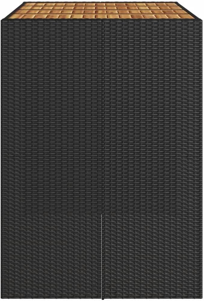 Black Rectangular Garden Bar Table Outdoor Patio Furniture with Synthetic Poly Rattan Top and Steel Frame for Terrace Garden Seating 4 Persons