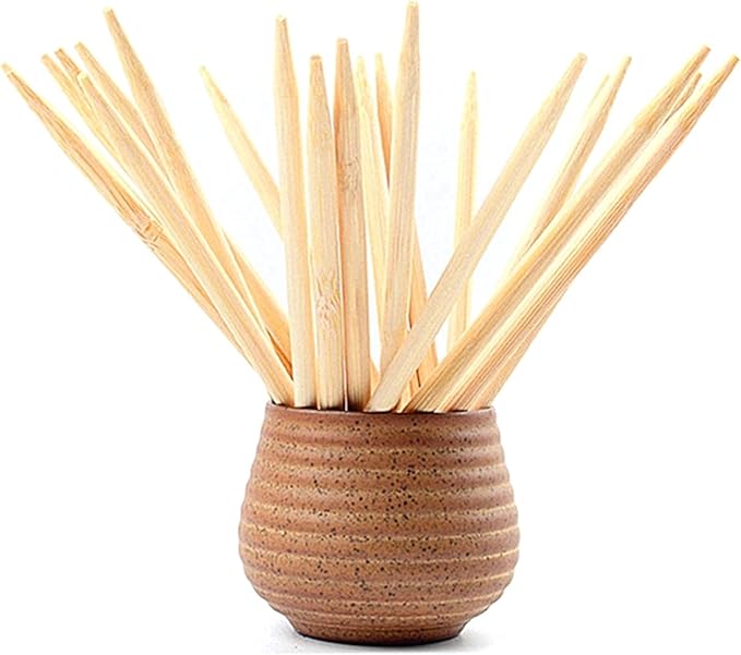 5.5" Natural Bamboo Skewers For BBQ，Caramel and Candy Apple Sticks, Corn Dog，Corn Cob，Cookie，Lollipop，Kabob，Gril. 5mm Thick by Semi Point Styel (100 pcs)