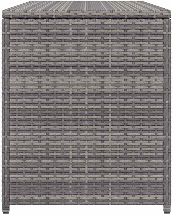 Outdoor Storage Chest, Weather-Resistant Poly Rattan Garden Box for Patio Deck, Foldable Organizer for Cushions and Blankets, Large Rectangular Deck Bin, Grey