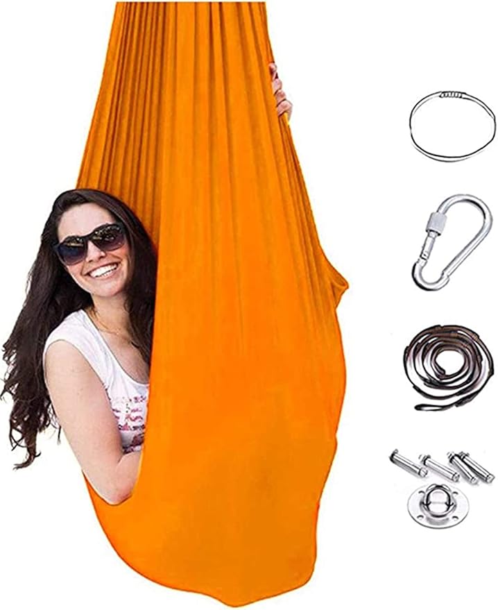 Indoor Therapy Swing Elastic Cuddle Hammock Snuggle Swings Seat with Special Needs for Kids Children Adult Autism ADHD Aspergers and Sensory Integration (Color : Orange, Size : 150 x 280 cm)
