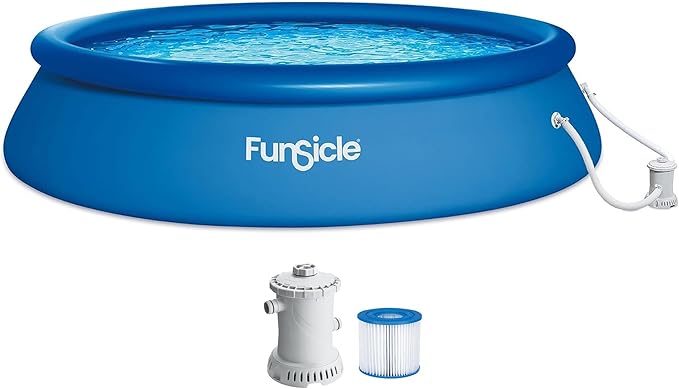 Funsicle Quickset 15' x 36" Round Above Ground Swimming Pool, with FiltraBoost 800 GPH Filter Pump, Type D Filter Cartridge & Repair Patch