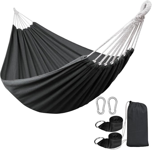 ANYOO Cotton Hammocks Heavy Duty Portable Hammock with Tree Straps Easy Setup Indoor/Outdoor Hanging Bed 550lb Capacity Perfect for Backyard Camping Travel