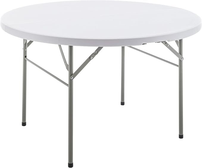 BTEXPERT Set of 2 White 4 Ft 48inch Round Plastic Folding Table Commercial Portable for Banquet Dining Wedding Party Events Home Kitchen Patio Backyard Indoor Outdoor