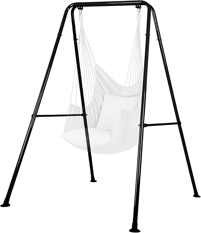 Swing Stand Only, Hammock Chair Stand, Heavy-Duty Metal Stand, Multi-Use Swing Frame for Indoor and Outdoor, Backyard, Max Load 300lbs, Hammock Chair not Included (Black)