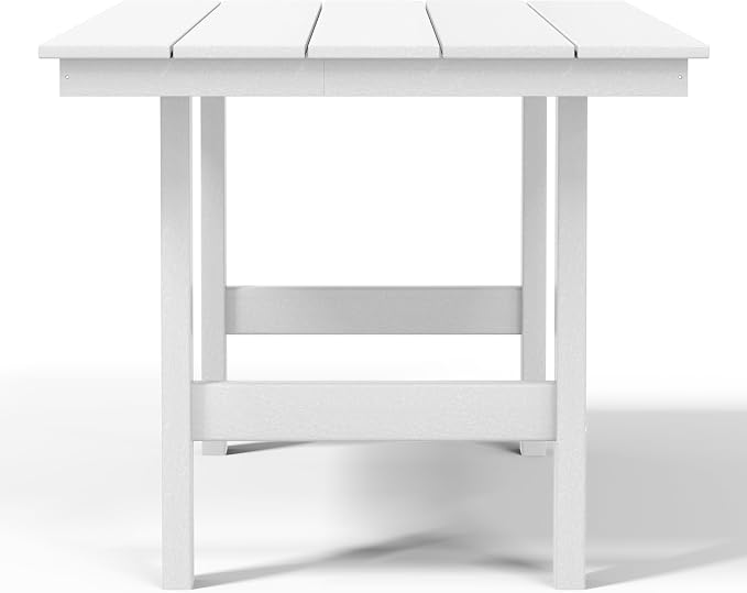 WestinTrends Ashore Outdoor Modern HDPE 66" Wide Rectangle Patio Dining Table for 6, White