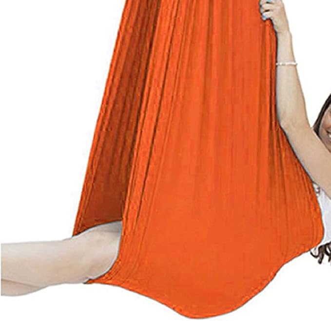 Indoor Sensory Nylon Swing Kids Swings Elastic Hammock for Autism ADHD ADD Up to 100kg Calming Effect On Children (Color : Orange, Size : 100 x 280 cm)
