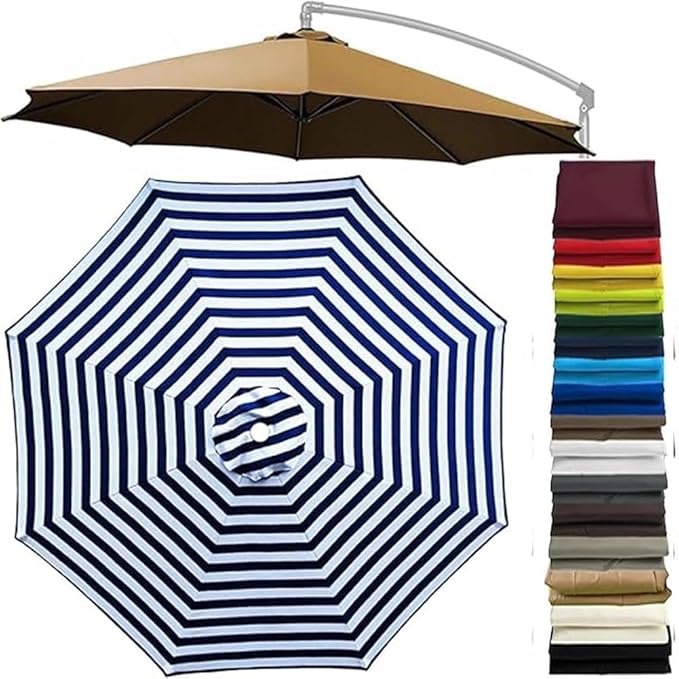 Patio Cantilever Umbrella Replacement Canopy Round 8ft/10ft 8Ribs,Replacement Parasol Canopy Cover with Fade Resistant for Market Table Backyard Garden