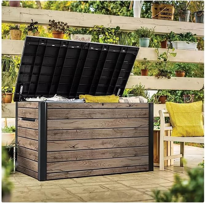 Nature Wood Design Storage Box, Weather-Resistant Deck Container, Perfect for store anything Indoor and Outdoor. (Natrul Wood Brown, 230 Gallon(32.7" D x 57.8" L x 33.8" W))