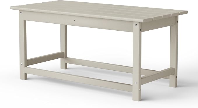 WestinTrends Malibu Outdoor Coffee Table, 35" x 17.5" All Weather Poly Lumber Patio Adirondack Coffee Table for Garden Lawn Porch Balcony, Sand