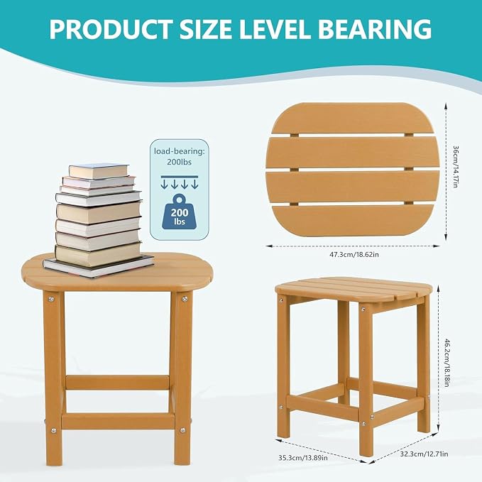 Adirondack Square Outdoor Side Table,2-Tier Storage Patio Side Table with Weatherproof HDPE Material Low