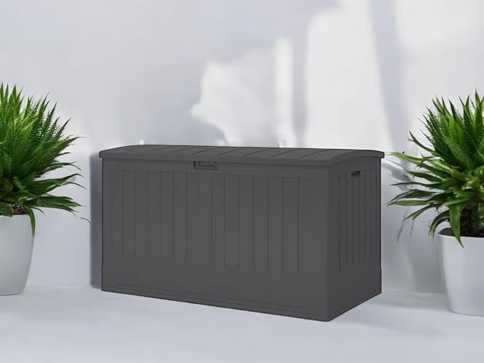200 Gallon Outdoor Storage Deck Box, Weather-Resistant, Extra Large Deck Box, Modern Desigh making it a great addition to your patio or garden./Gray. (Gray, 1 Pack)