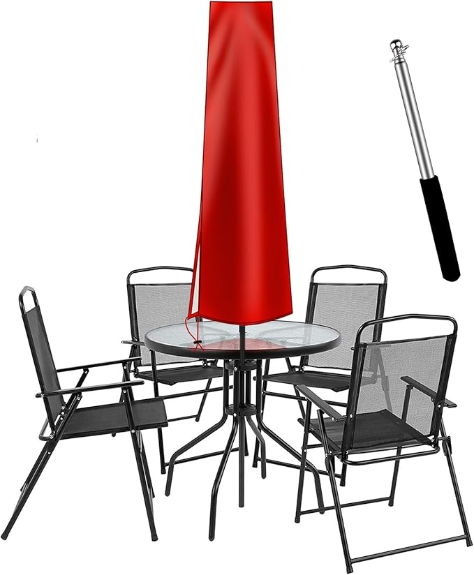 Dafire Patio Umbrella Cover for 7FT to 9FT Patio Umbrellas,1.7m Parasol Covers (Red 420D),Oxford Fabric Waterproof Market Umbrella Cover with Zip,Parasol Covers for Outdoor Umbrellas with Rod