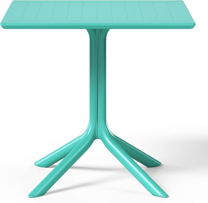 WestinTrends Playa 31.5" Square Outdoor Plastic Resin Patio Dining Table for 4, Turquoise